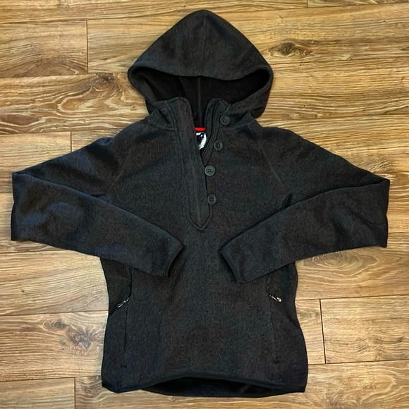 The North Face Hooded Quarter Zip Pull Over Women’s Small Dark Grey - Picture 1 of 4
